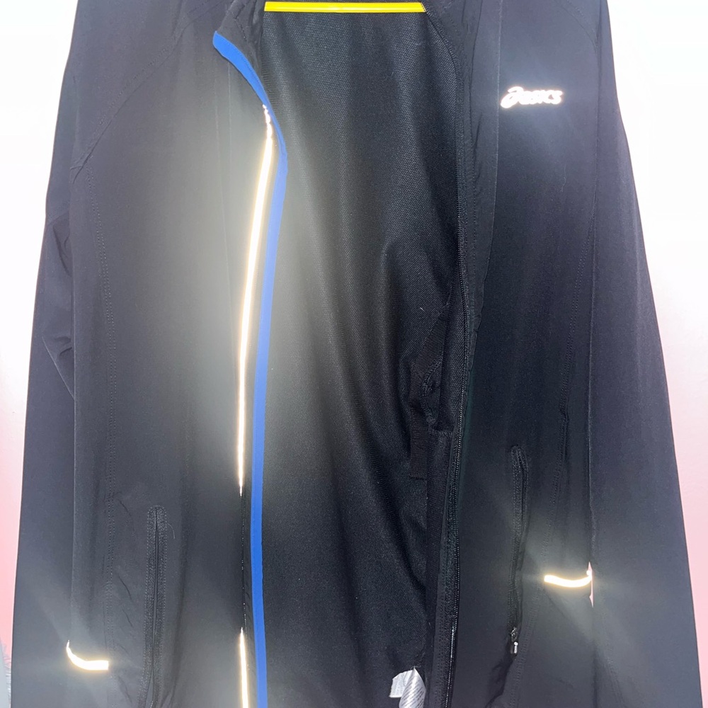 Asics Men's Black and Blue Performance Jacket